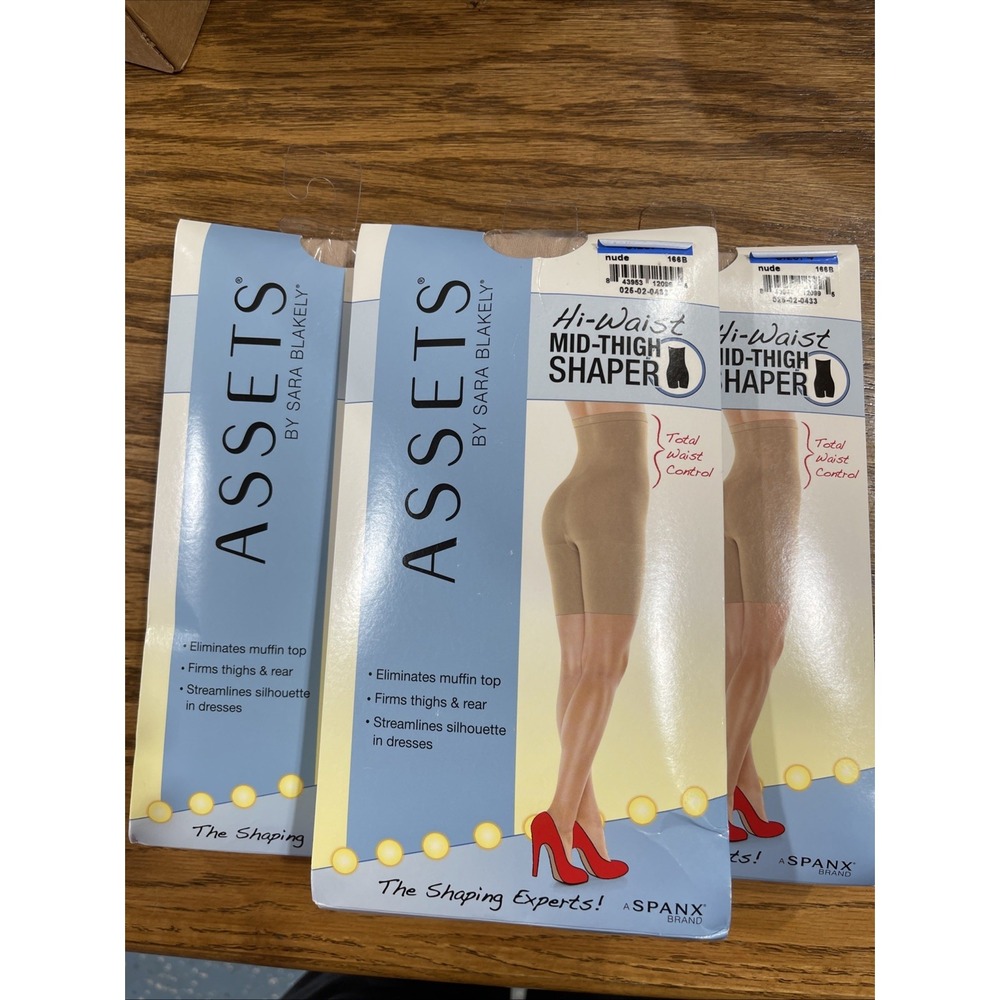 3 Pack Assets‎ by Sara Blakely Spanx Brand Hi-Waist Mid-Thigh Shaper Nude Size 4